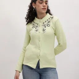 The Roadster Life Co. Embroidered Sequined Fuzzy Cardigan image 5