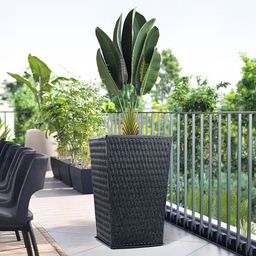 Kuber Industries Black Textured Roto Mould Matrix Tower Flower Planters With Tray-picture-21