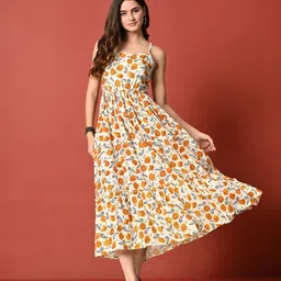 ao services Women Floral printed Fit and Flare Dress-picture-39