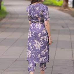 KALINI Floral Printed Regular Kurta with Trousers image 4