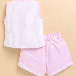 Toonyport Girls Striped Sleeveless Mandarin Collar Top With Shorts image 5