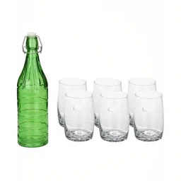 1ST TIME Green & Transparent Glass Solid Water Bottle-picture-12