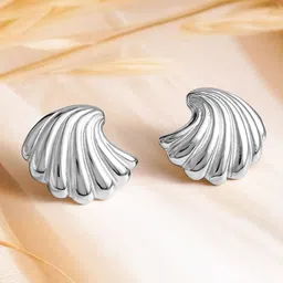 Rubans Voguish Silver Plated Stainless Steel Tarnish-Free Waterproof Shell Design Studs image 2