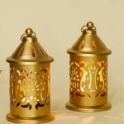 zab overseas Metal hanging Lantern and table top for decor Gold Iron Hanging Lantern Gold Iron Hanging Lantern image 2