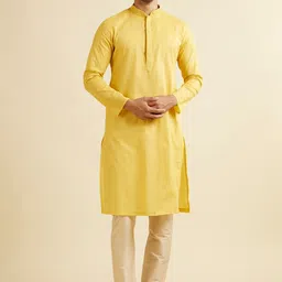 Manyavar Men Embroidered Regular Pure Cotton Kurta with Pyjamas-image-47