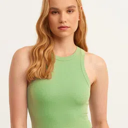 Zwankee Women Solid Cotton Sleeveless Fitted Top-image-10