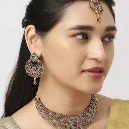 VATSALYA creation Women Maroon Gold-Plated Jewellery Set-picture-27