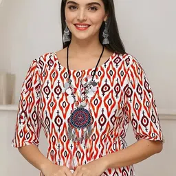 SZN Ethnic Motifs Printed Round Neck Straight Kurtas image 2