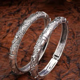 Anouk Set Of 2 German Silver Oxidised Kada Bangles-picture-22