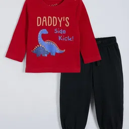 Hopscotch 2-Pc Dino Cotton T-shirt & Pants-image-2