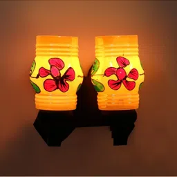 1ST TIME Multicoloured & Cream-Coloured Printed Wood Cylinder Shaped Wall Lamp-picture-24