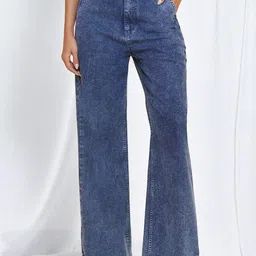 KATLINE Women Smart Straight Fit High-Rise Light Fade Stretchable Jeans-image-86
