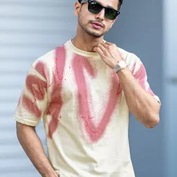 Maniac Men Abstract Printed Round Neck Cotton Oversized T-shirt-picture-34