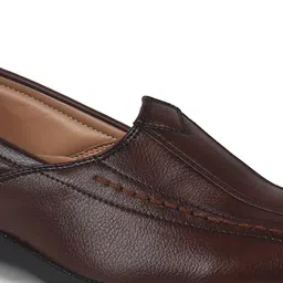 FAUSTO Men Textured PU Slip-On Ethnic Mojaris image 5