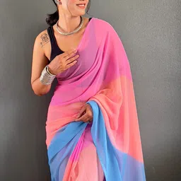 SHOPLANCE Ombre Pure Georgette Saree image 3