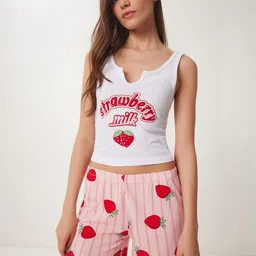 Happiness istanbul Women Pure Cotton T-shirt & Shorts Printed Night suit-image-46