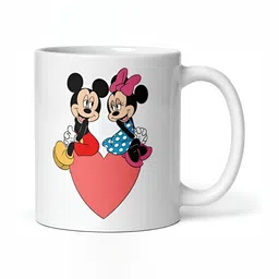 Mr UVD White & Peach-Coloured Cartoon Characters Printed Ceramic Mug 350 ml image 2