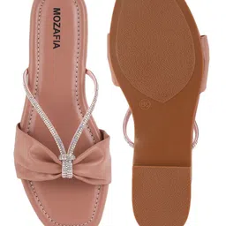 MOZAFIA Women Open Toe Flats with Bows image 3