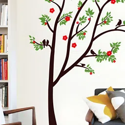 Asian royal Black & Green Birds & Tree Printed Waterproof Wall Sticker-image-27
