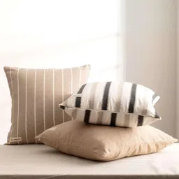 Copper-Red Brown Striped Square Cushion Covers image 2