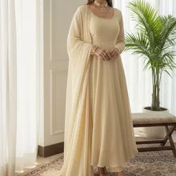 JISHNAM Panelled Silk Georgette Anarkali Kurta With Pyjama & Dupatta image 3