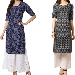 Ethnic basket Women Pack Of 2 Multicoloured Crepe Kurtas-picture-41