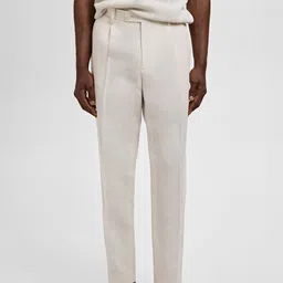 MANGO MAN Men Crinkled Effect Mid-Rise Pleated Detail Slim Fit Chinos-picture-32