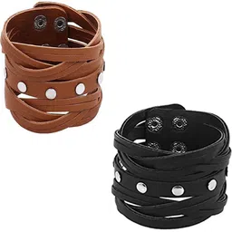 RV Jewels Unisex 2 Leather Multistrand Bracelet-picture-32