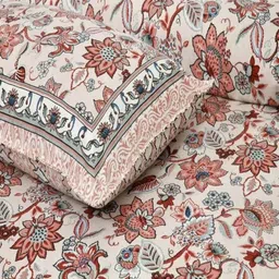 JAIPUR FABRIC Off White Floral 180 TC King Bedsheet with 2 Pillow Covers image 4