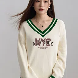 Genzy Women Typography Printed V-Neck T-shirt-image-70