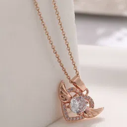 AGARWALPRODUCT Gold-Plated Artificial Stones Studded Stainless Steel Pendant With Chain image 5