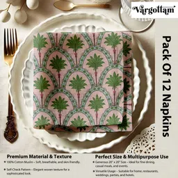 Vargottam 12Pcs Pink & Green Printed Cotton Table Napkins image 2