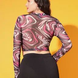 VANGULL Women Abstract Print Long Sleeves Top image 3