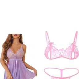 GuSo Shopee Women Multicoloured Net Baby Dolls image 4