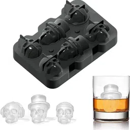 Alexvyan 3D 6 Mold Skull Silicone Flexible Ice Maker for Whisky Chocolate Black Silicone Ice Cube Tray-picture-13