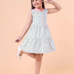 PINK MERMAID Girls Print Fit & Flare Dress image 5