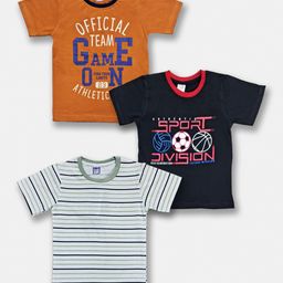 Here&Now X Game Begins Boys Pack Of 3 Assorted Typography Printed Pure Cotton T-shirts-picture-17