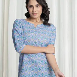 NUNCHII Floral Print Keyhole Neck Cotton Top-picture-20