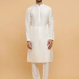 Twamev Mandarin Collar Long Sleeves Regular Straight Kurta With Churidar With Nehru Jacket image 3