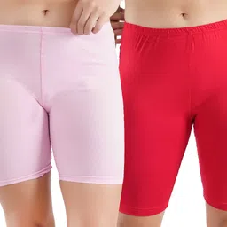 jasora Pack of 2 Solid Women Multicolor Cycling Shorts-picture-19