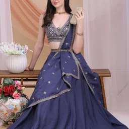 Kinjo Embroidered Sequinned Ready to Wear Lehenga & Blouse With Dupatta-picture-19