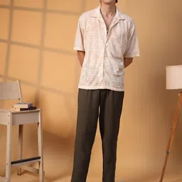 Campus Sutra Men Comfort Cuban Collar Textured Oversized Casual Shirt-picture-36