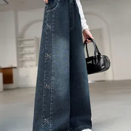 LULU & SKY Girls Wide Leg High-Rise Light Fade Jeans image 5