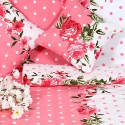 Homybees Pink 220 TC Bedsheet with 2 Pillow Covers image 4