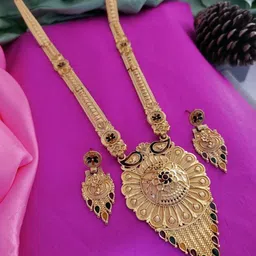 OM KRISHIV COLLECTION 3-Pcs Gold Plated Necklace With Earing-picture-27