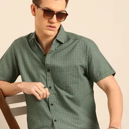 THE BEETEL HOUSE Men Relaxed Fit Geometric Printed Spread Collar Cotton Casual Shirt-picture-16