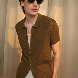 Campus Sutra Men Comfort Fit Textured Spread Collar Casual Shirt-image-79