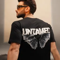 Untamed Clothing Men Typography Printed Round Neck Cotton Relaxed Fit T-shirt-image-47