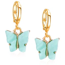 DressBerry Stainless Steel Gold-Plated Butterfly Quirky Hoop Earrings image 3
