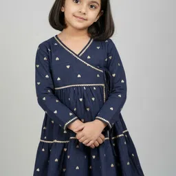 Biglilpeople Girls Ethnic Motifs Printed Tiered Pure Cotton Kurta with Sharara image 2